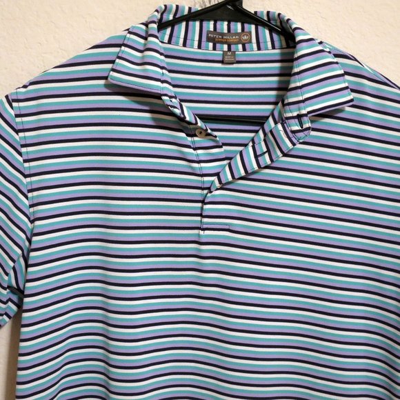 Peter Millar Other - Peter Millar Shirt Mens Medium Summer Comfort Short Sleeve Polo Green Stripes